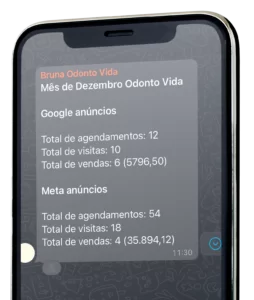 Print de resultados enviado à Odonto Vida em dezembro