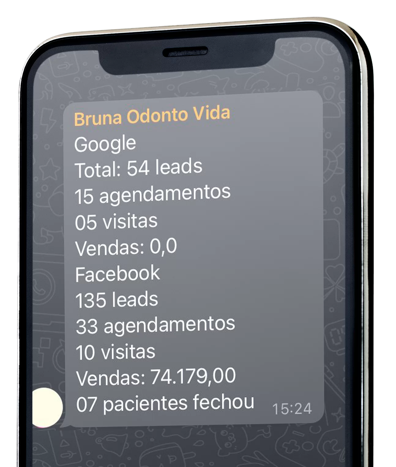 Print de resultados enviado à Odonto Vida em julho