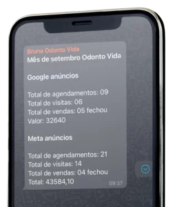 Print de resultados enviado à Odonto Vida em setembro